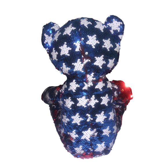 GOFFA Patriotic Sequins Flip Bear Red White and Blue Stars Plush Teddy - Picture 2 of 9